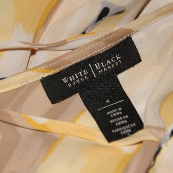 WHBM Yellow Geo Printed Surplice Dress sz 4 - Picture 7 of 11